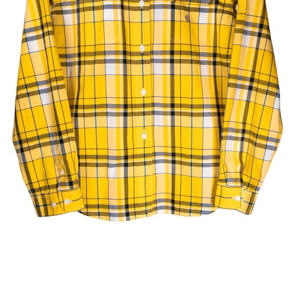 Ralph Lauren Women's Shirt Yellow Blue Plaid Check Logo Preppy Button Up Top PM - Picture 7 of 10